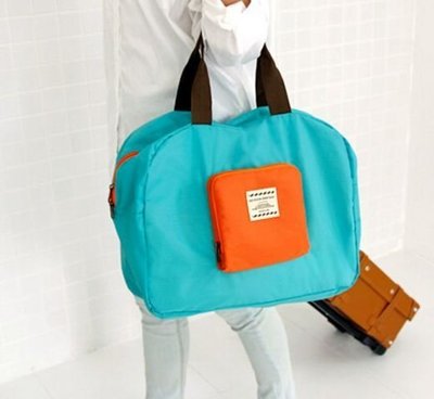 ANLIFE》可摺疊旅行收納包 防水衣物收納袋 配色單肩包 逛街購物袋GAA04