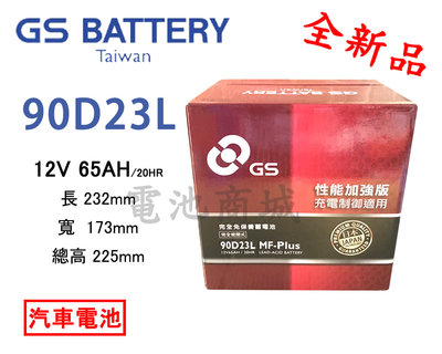 《電池商城》全新 免加水汽車電池 GS 統力 90D23L(55D23L 75D23L加強)
