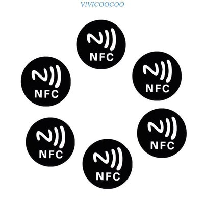 6PC Ntag213 NFC 標籤防金屬白色 25 毫米直徑粘性 NFC 卡,適用於 TagMo NFC 智