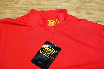 棒球世界 ZETT本壘版新標長袖高領緊身衣 特價  紅色