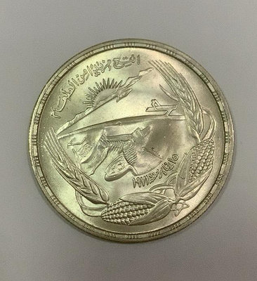 【二手】 埃及1973年1鎊銀幣阿斯旺水壩大銀幣1198 錢幣 紙幣 硬幣【明月軒】