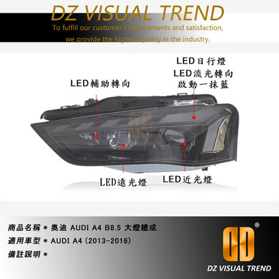 【大眾視覺潮流精品】奧迪 AUDI A4 B8.5 大燈總成 13-16 LED日行燈