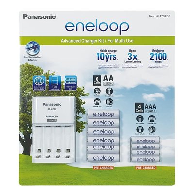 💓好市多代購/可協助售後/貴了退雙倍💓 Panasonic Eneloop 充電器含電池組 可重複充電 2100 次 十年內可保存 70% 電力