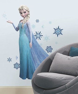 【KIDS FUN USA】Frozen 冰雪奇緣 艾莎Elsa《大型晶亮款》主題防水壁飾DIY重複貼 美國製造原裝