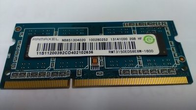 RAMAXEL DDR3 1600 2G NB 記憶體 RAM 筆記型