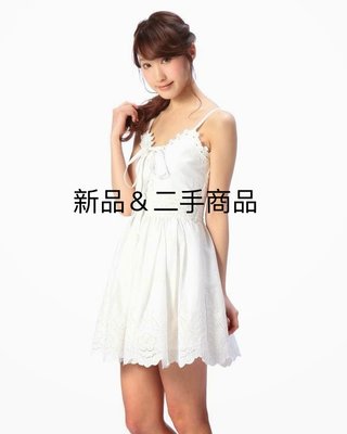lizlisa LIZ LISA甜美細肩帶刺繡蕾絲洋裝連身裙連衣裙日本LIZ日系白色 全新 無袖洋裝細肩帶洋裝