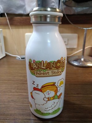 全新 白爛貓牛奶保溫瓶-森林物語款 350ML