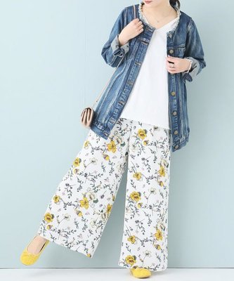 【全新現貨】2019秋季新款 日本花朵圖案寬腿褲 褲裙 有內襯