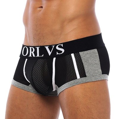 新款 ORLVS 品牌性感男士內衣平角褲固體同性戀內衣 calzoncillos slips 男短褲或 92-竹泓良品