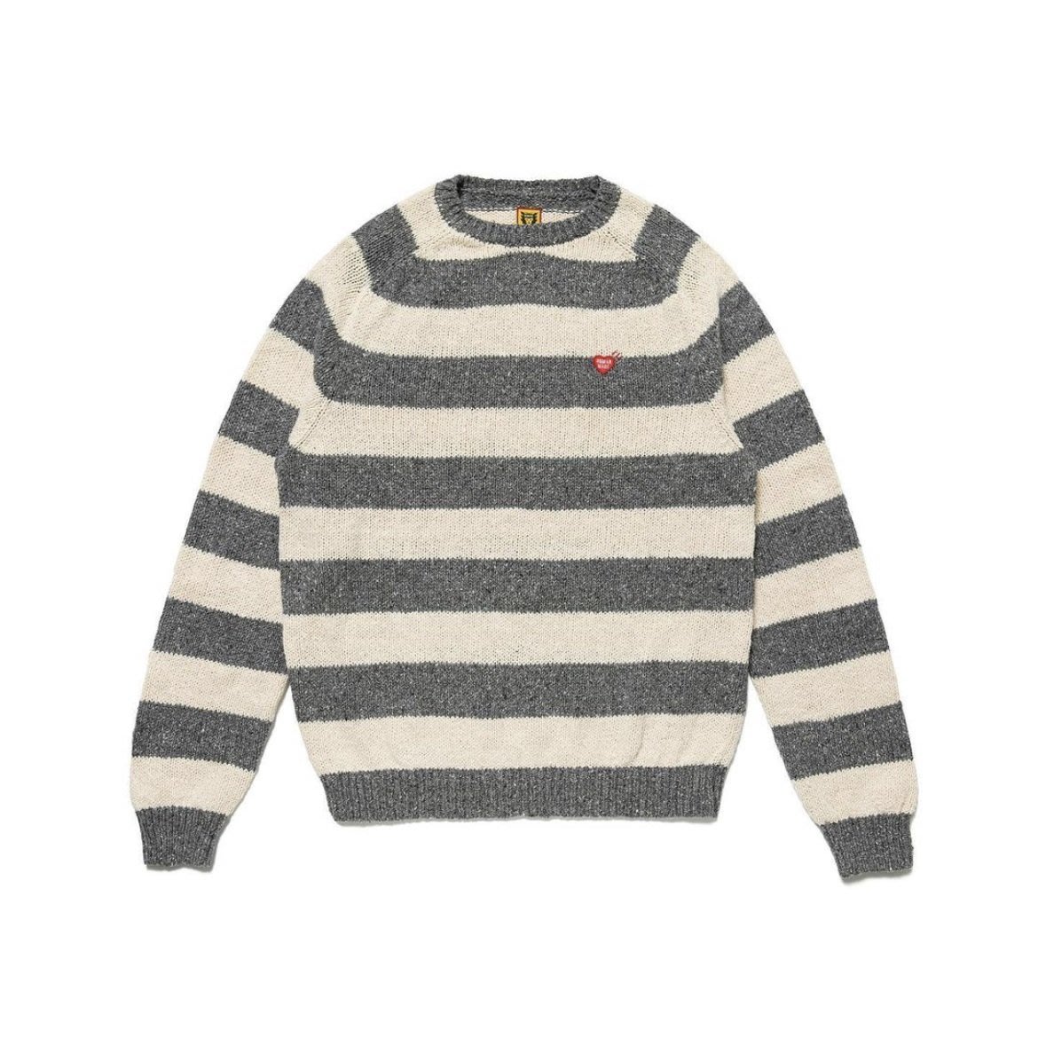 美品 HUMAN MADE RAGLAN SLEEVE KNIT GRAY S | sweatreno.com