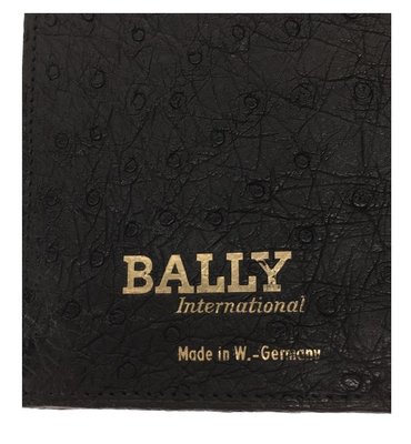 fyfy名牌精品德國製頂級BALLY黑色鴕鳥皮薄型皮夾長夾長皮夾原價3萬現299 1元起標