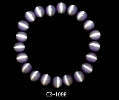 CR-1099 淺紫色貓眼石圓珠(8MM)手鍊7”