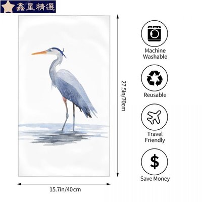 Great Blue Heron Watercolor Print Coastal 吸水毛巾 方巾 洗臉毛巾  陣-鑫星精選