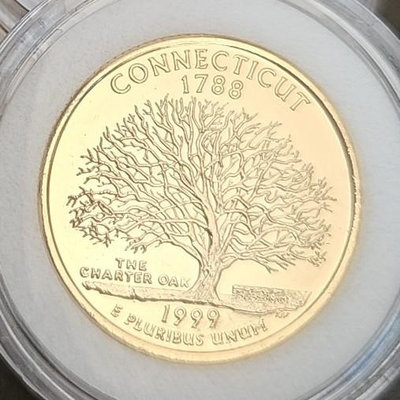 【二手】 1999年 美國康涅狄格州幣二十五美分硬幣紀念幣651 紀念幣 硬幣 錢幣【經典錢幣】