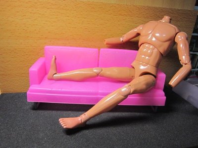 570F1娃娃部門 mini模型 粉紅色長沙發椅(腳架/背墊可拆)一個