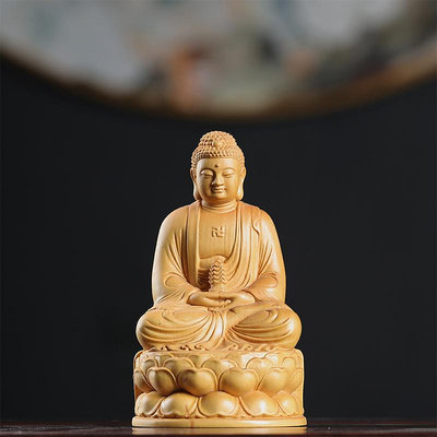 黃楊木雕實木阿彌陀佛像藥師佛釋迦牟尼佛如來佛祖三寶佛佛像擺件