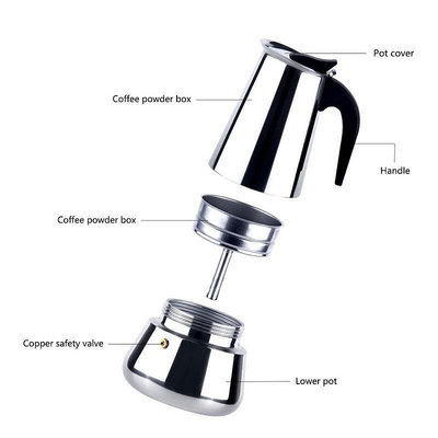 加厚不銹鋼摩卡咖啡壺咖啡摩卡壺配白色小電加熱爐可選家用