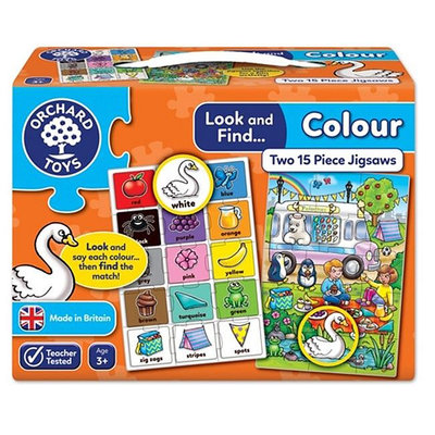 英國 Orchard Toys 小偵拼圖探系列-顏色圖騰 Look and Find OT-333 一盒有兩款拼圖 一款有15片 桌遊