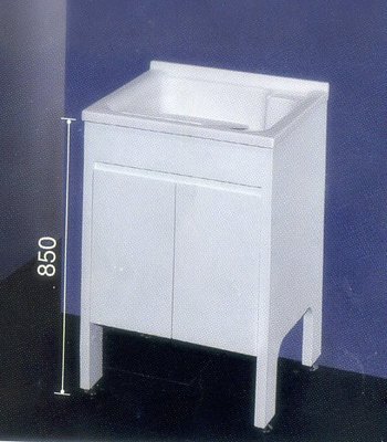 《普麗帝國際》◎台灣製造◎百分百防水~ 結晶烤漆實心人造石洗衣槽U-560(白色)立柱式-不含安裝
