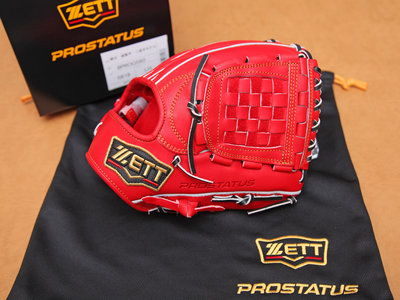 日本製 ZETT PROSTATUS 紅 黑線 刺繡標 硬式 源田壯亮 內野 棒球 手套 BPROG560 5819