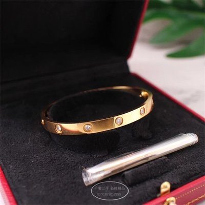 千奢二手Cartier 卡地亞 Love系列 手鐲 18K黃金 10顆鑽  寬版 手環 女生手環 現貨