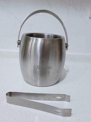【繽紛小棧】glenfiddich格蘭菲迪 手提雙層不銹鋼保冰桶+冰塊夾2件組