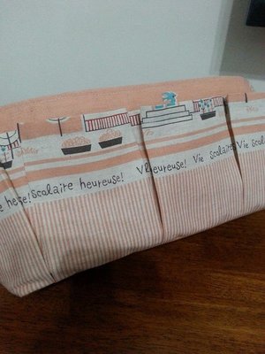 【小茉莉】大型XL號袋中袋-平面拉鍊暗袋(30x10cm)→包包收納/分隔袋→田園鄉村風-粉橘