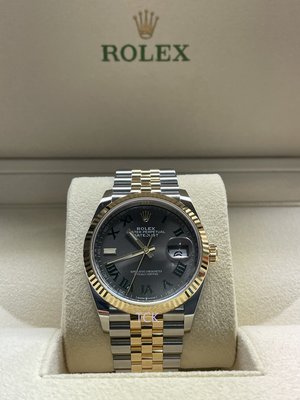 Rolex Datejust 126233 36mm K黃金 全新未使用 綠羅馬  石板灰色 現貨 ROLEX