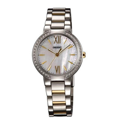 「官方授權」ORIENT東方錶 女時尚晶亮珍珠貝石英錶 鋼帶款 銀色 FQC0M003W