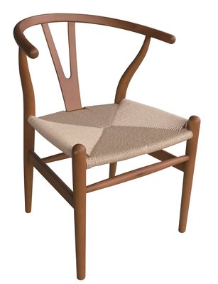 【生活家傢俱】JF-472-2：經典Y椅-胡桃色【台中家具】實木椅 書桌椅 原木椅 栓木 麻繩編織 椅子 餐椅 單人椅