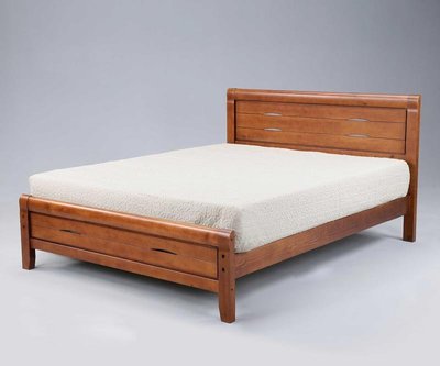 【萊夫家居】SN-306-3：淺胡桃6尺雙人床台【台中家具】床架 松木實木床 床板高低可調 鋼骨床枳 雙人加大