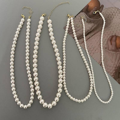 施家品質 韓代同款珍珠項鍊 輕奢法式復古鎖骨鏈新款 高級感頸鍊 (滿599元免運)