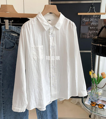 熱賣 白色棉麻襯衫女春夏法式長袖亞麻上衣設計感小眾小個子防曬襯衣女 促銷