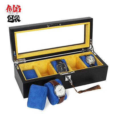 錶盒 展示盒 廠家定制高檔鋼琴烤漆五位錶箱手錶收納盒木質收藏盒腕錶木盒子