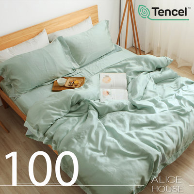 【青森綠】ALICE愛利斯-特大~100支100%萊賽爾純天絲TENCEL~兩用被薄床包組