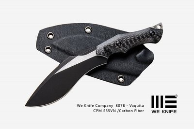 【angel 精品館】We Knife 807B Vaquita碳纖柄迷你小直刀 CPM-S35VN鋼黑刃
