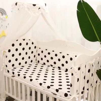 台灣製造MIT-北歐風寶寶嬰兒床花邊拆洗純棉床圍三片圍 (120*60嬰兒床尺寸適用)