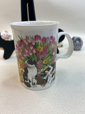 英國瓷器 DUNOON丹儂 貓狗花卉畫片 馬克杯 尺寸如圖