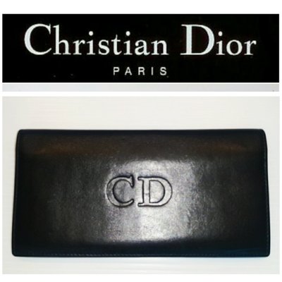 真品近全新 Christian Dior 真皮製 黑長夾 CD可放零錢皮夾468 一元起標 發財包 西班牙製有發財長夾