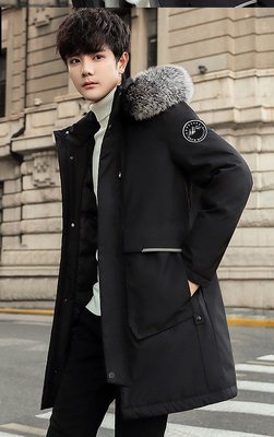 2019 韓國 冬天新款 長版羽絨外套 羽絨大衣  加厚 黑色 灰色 鴨絨 毛毛領 保暖 大衣外套 出國