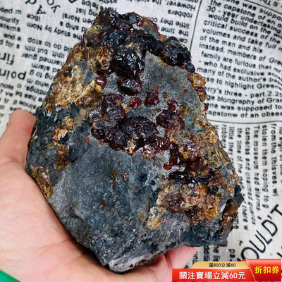 Wt127天然石榴石煙晶礦物晶體擺件地質科普教學礦石標本,隨 天然原石 奇石擺件 把玩石【匠人收藏】