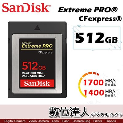 【數位達人】Sandisk Extreme PRO CFexpress 512GB 1700MB/s B型 高速記憶卡