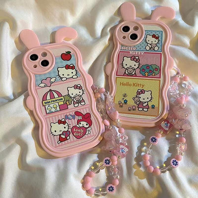 Hello Kitty 兔耳朵凱蒂貓兔年蘋果11手機殼支架iPhone12全包X/XR軟7/8plus女XSMAX