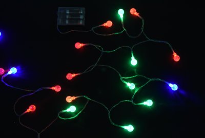 X射線【X411564】20燈LED水晶球電池燈(彩光)，聖誕樹/LED/聖誕燈飾/造型燈/聖誕佈置/裝飾燈/聖誕樹