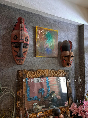 🎉 免運 🎉 🔊 【African Wall Art】・非洲木雕牆面具大型壁飾（2件式）／傳統手工雕刻壁掛／Handcrafted／vintage 老件