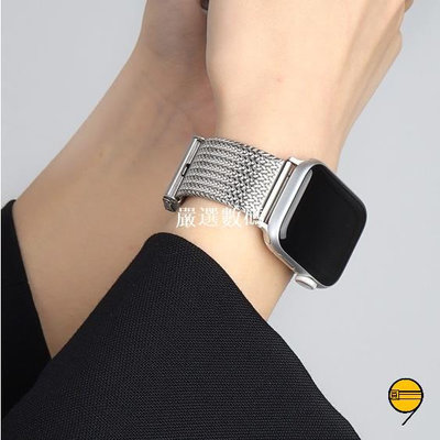 【嚴選數碼】金屬錶帶 適用於 Apple Watch 9 錶帶 8 7 6 5 SE 蘋果不鏽鋼錶帶 45mm 44mm