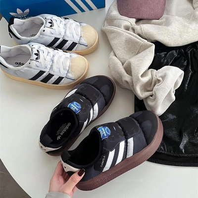 免運#Adidas Originals Puffylette 一脚蹬 男女 麵包鞋 白藍 綠 白黑 黑白 HP6698