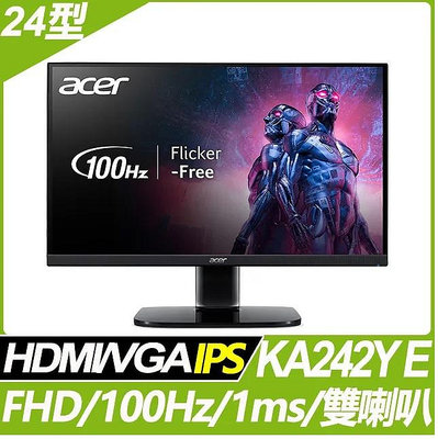 [信達電腦] Acer 宏碁 KA242Y E 24吋液晶螢幕 濾藍光不閃屏 IPS面板 VGA/HDMI 介面 內建喇叭