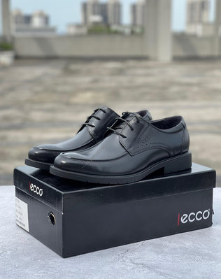 ECCO愛步新款正裝皮鞋男868系帶 簡單時尚百搭經典商務男皮鞋  黑色38-44