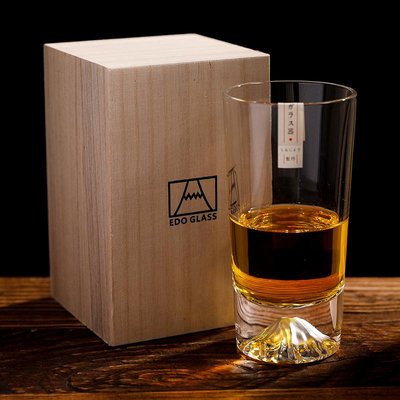 日式富士山杯威士忌酒杯水晶玻璃杯江戶硝子禮盒雪山杯日本洋酒杯